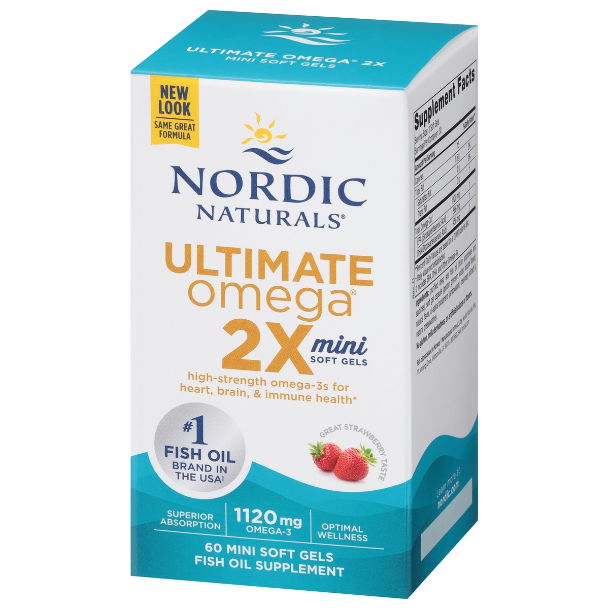 slide 6 of 9, Nordic Naturals Great Strawberry Taste Ultimate Omega 60 Soft Gels, 60 ct; 1120 mg