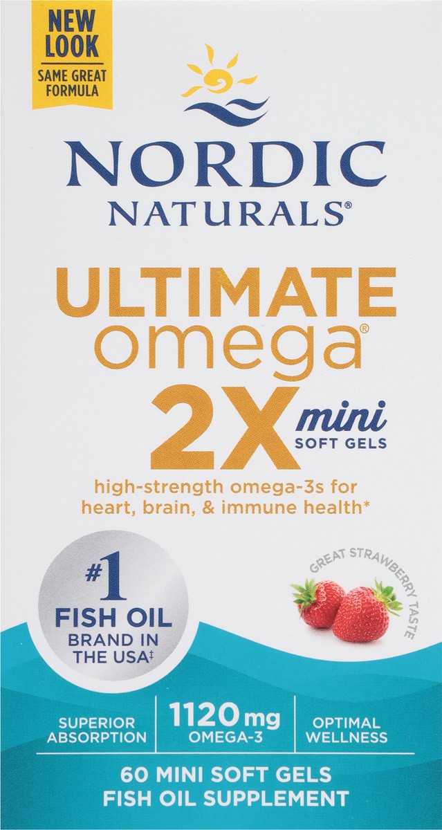 slide 7 of 9, Nordic Naturals Great Strawberry Taste Ultimate Omega 60 Soft Gels, 60 ct; 1120 mg