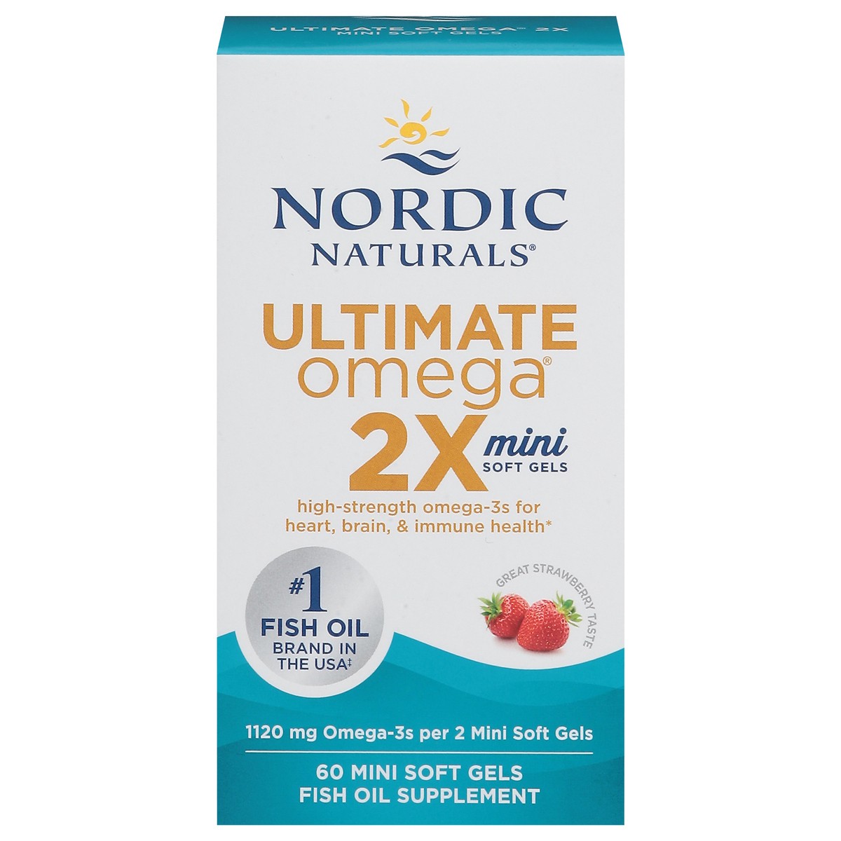 slide 1 of 9, Nordic Naturals Great Strawberry Taste Ultimate Omega 60 Soft Gels, 60 ct; 1120 mg