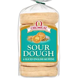 Oroweat Sourdough English Muffins, 6 count, English Muffins, 13 oz Bag