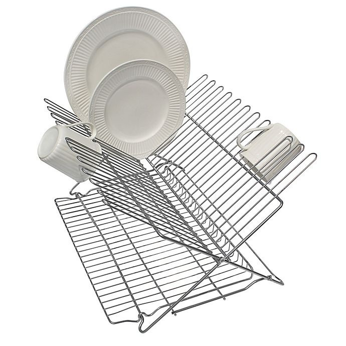 slide 1 of 2, Better Houseware Metallic Folding Dish Rack - Silver, 1 ct