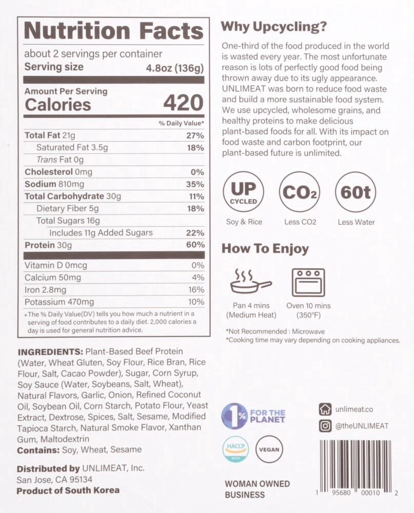 slide 2 of 3, Unlimeat Plant-Based Korean BBQ Bulgogi, 9.2 oz