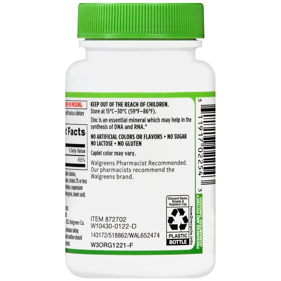 slide 4 of 5, Walgreens High Potency Zinc 50 mg, 100 ct