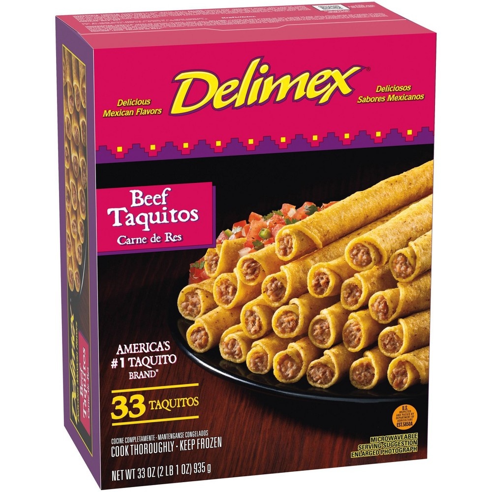 slide 3 of 7, Delimex Beef Corn Taquitos Frozen Snacks - 33oz/33ct, 33 oz, 33 ct