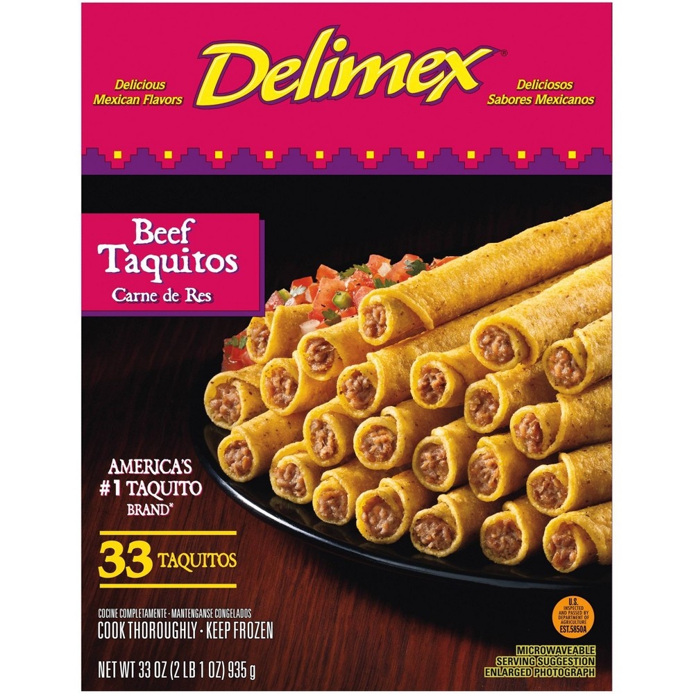 slide 5 of 7, Delimex Beef Corn Taquitos Frozen Snacks - 33oz/33ct, 33 oz, 33 ct