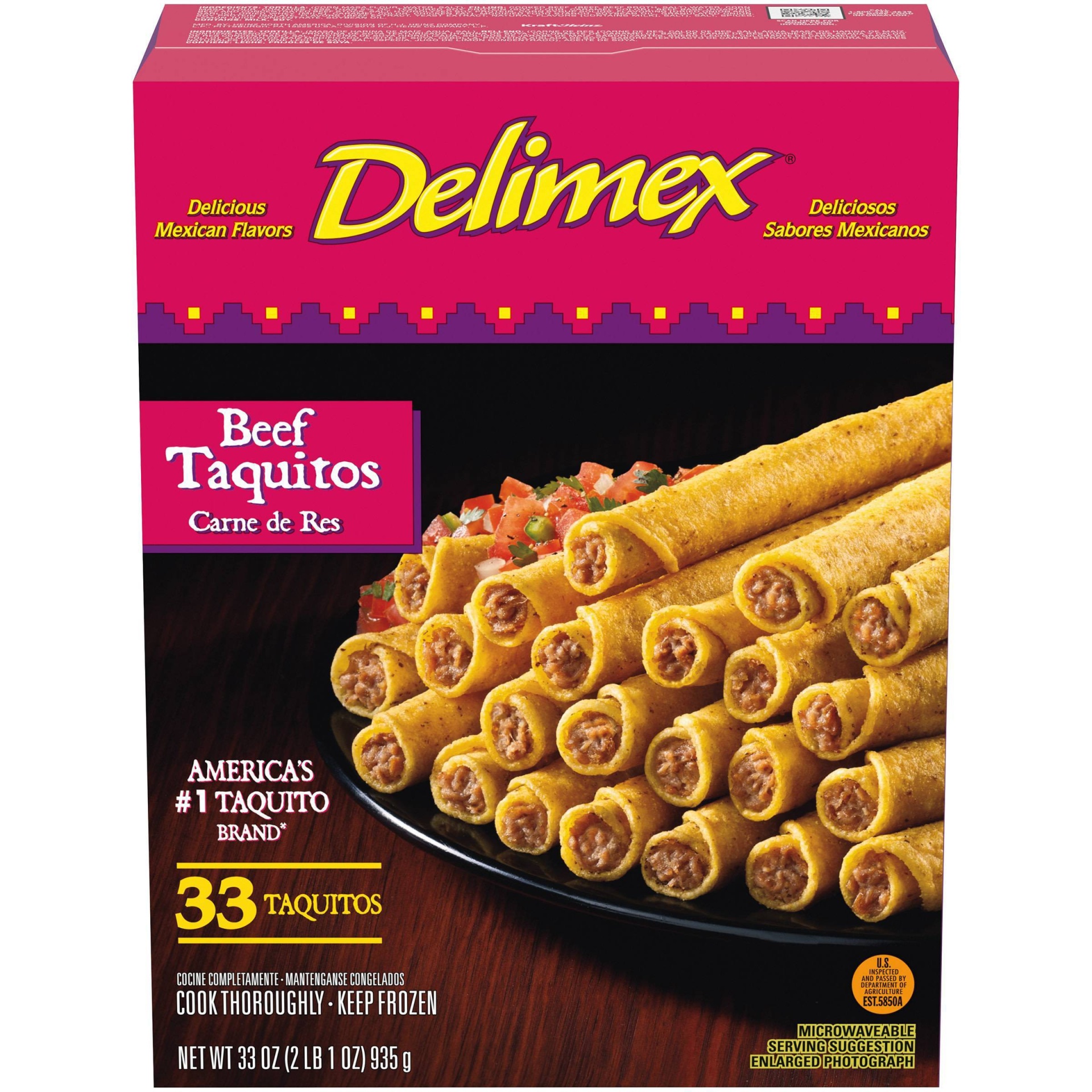 slide 1 of 7, Delimex Beef Corn Taquitos Frozen Snacks - 33oz/33ct, 33 oz, 33 ct