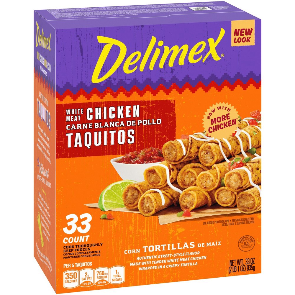slide 6 of 9, Delimex White Meat Chicken Corn Taquitos Frozen Snacks - 33oz/33ct, 33 oz, 33 ct