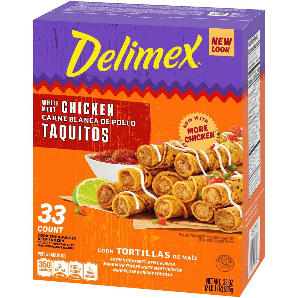slide 2 of 9, Delimex White Meat Chicken Corn Taquitos Frozen Snacks - 33oz/33ct, 33 oz, 33 ct