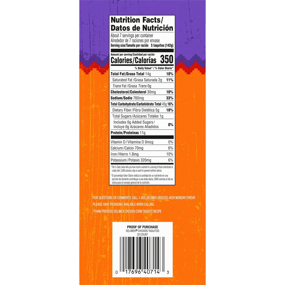 slide 4 of 9, Delimex White Meat Chicken Corn Taquitos Frozen Snacks - 33oz/33ct, 33 oz, 33 ct