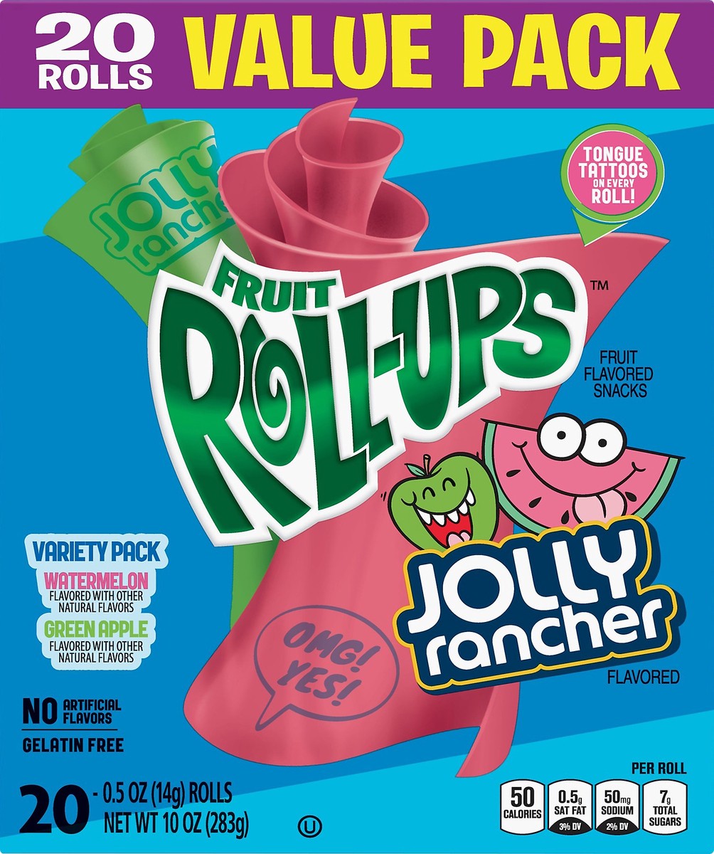 slide 2 of 10, Fruit Roll-Ups Fruit Flavored Snacks, Jolly Rancher, Variety Pack, 20 ct, 20 ct