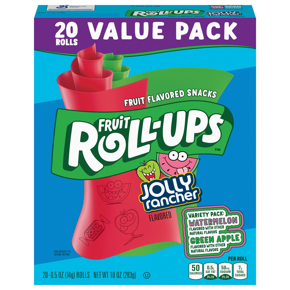 slide 1 of 10, Fruit Roll-Ups Fruit Flavored Snacks, Jolly Rancher, Variety Pack, 20 ct, 20 ct