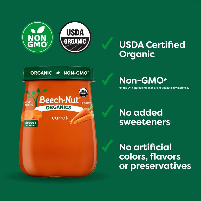 slide 3 of 7, Beech-Nut Non-GMO Organics Carrots Baby Food Jar - 4oz, 4 oz