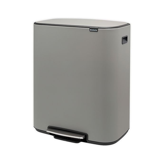 slide 1 of 12, Brabantia Dual Compartment BO Pedal Bin Steel Trash Can - Concrete Grey, 60 liter