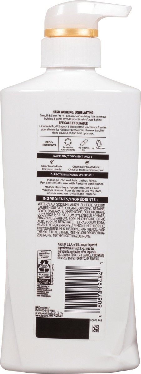 slide 3 of 9, Pantene Smooth & Sleek 72 HR Smoothness Shampoo 17.9oz/530mL, 17.90 fl oz