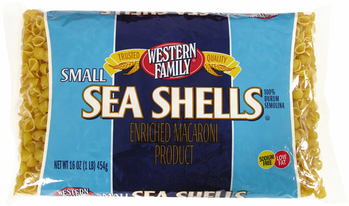 slide 1 of 1, Western Family Small Sea Shells Noodles, 16 oz