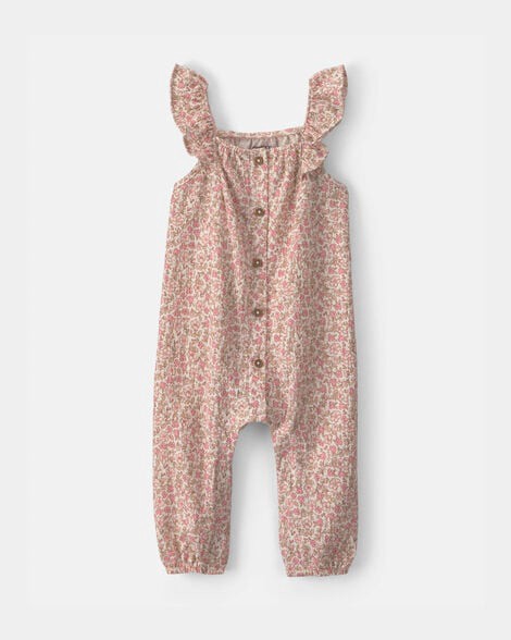 slide 1 of 2, Carters Baby Girl Floral Jumpsuit - Pink Pink NB, 1 ct
