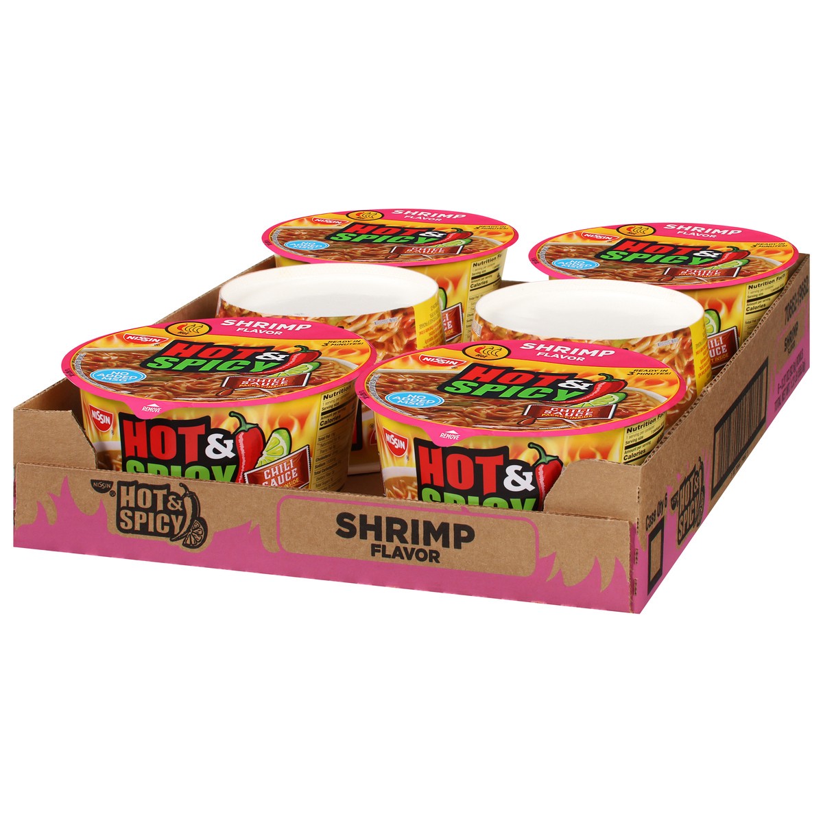 slide 4 of 8, Nissin Hot & Spicy Shrimp Flavor Bowl Noodles 6 - 3.27 oz Bowls, 6 ct