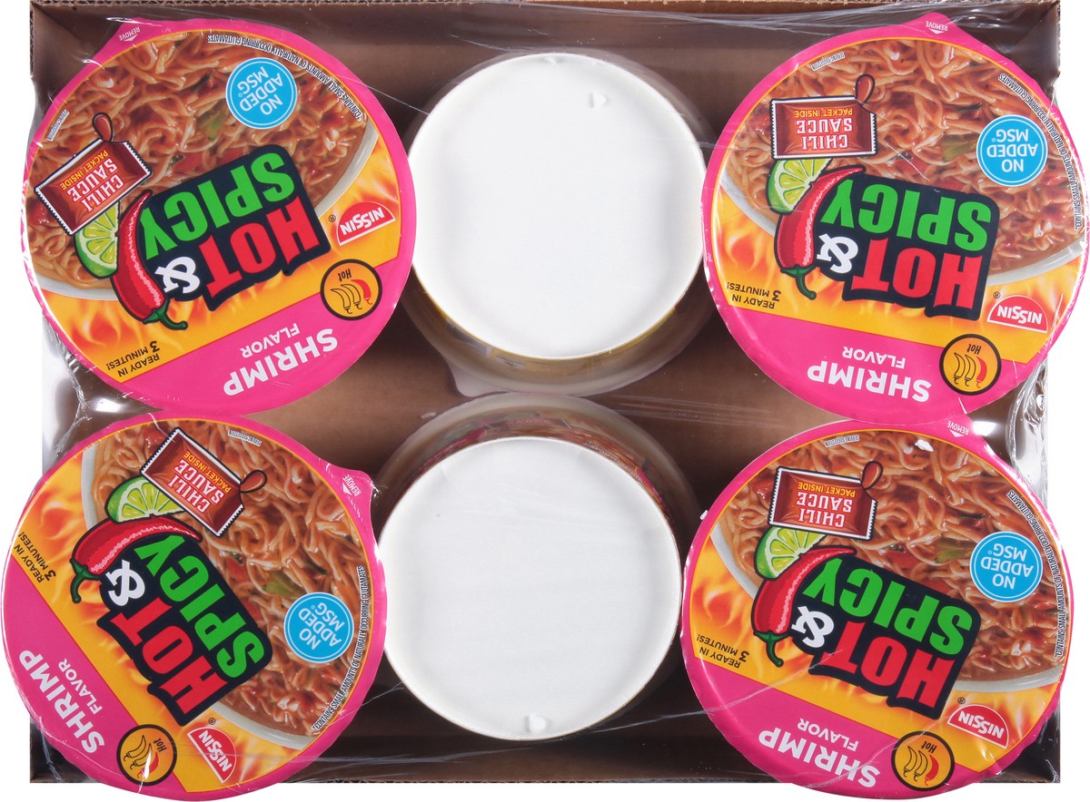 slide 5 of 8, Nissin Hot & Spicy Shrimp Flavor Bowl Noodles 6 - 3.27 oz Bowls, 6 ct