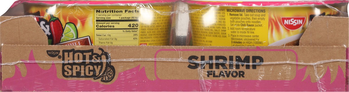 slide 6 of 8, Nissin Hot & Spicy Shrimp Flavor Bowl Noodles 6 - 3.27 oz Bowls, 6 ct