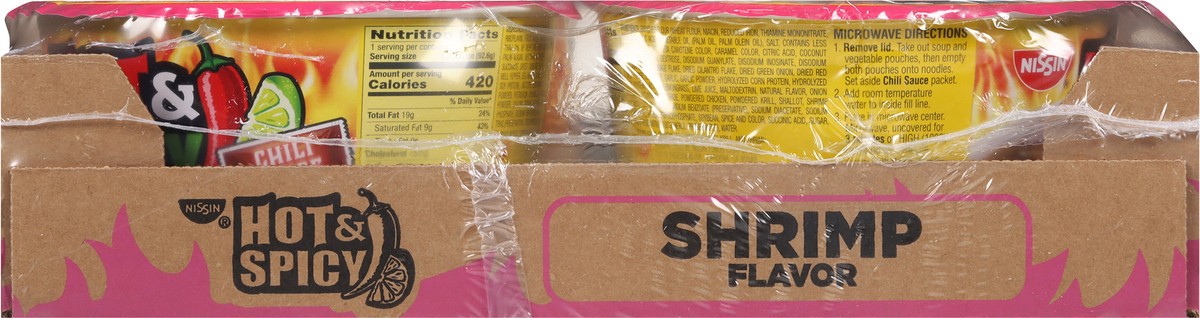 slide 7 of 8, Nissin Hot & Spicy Shrimp Flavor Bowl Noodles 6 - 3.27 oz Bowls, 6 ct