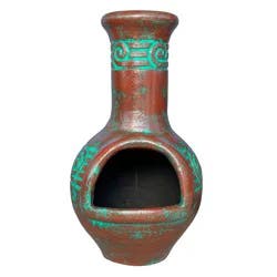 Blue Orange Pottery Spiral Chimenea
