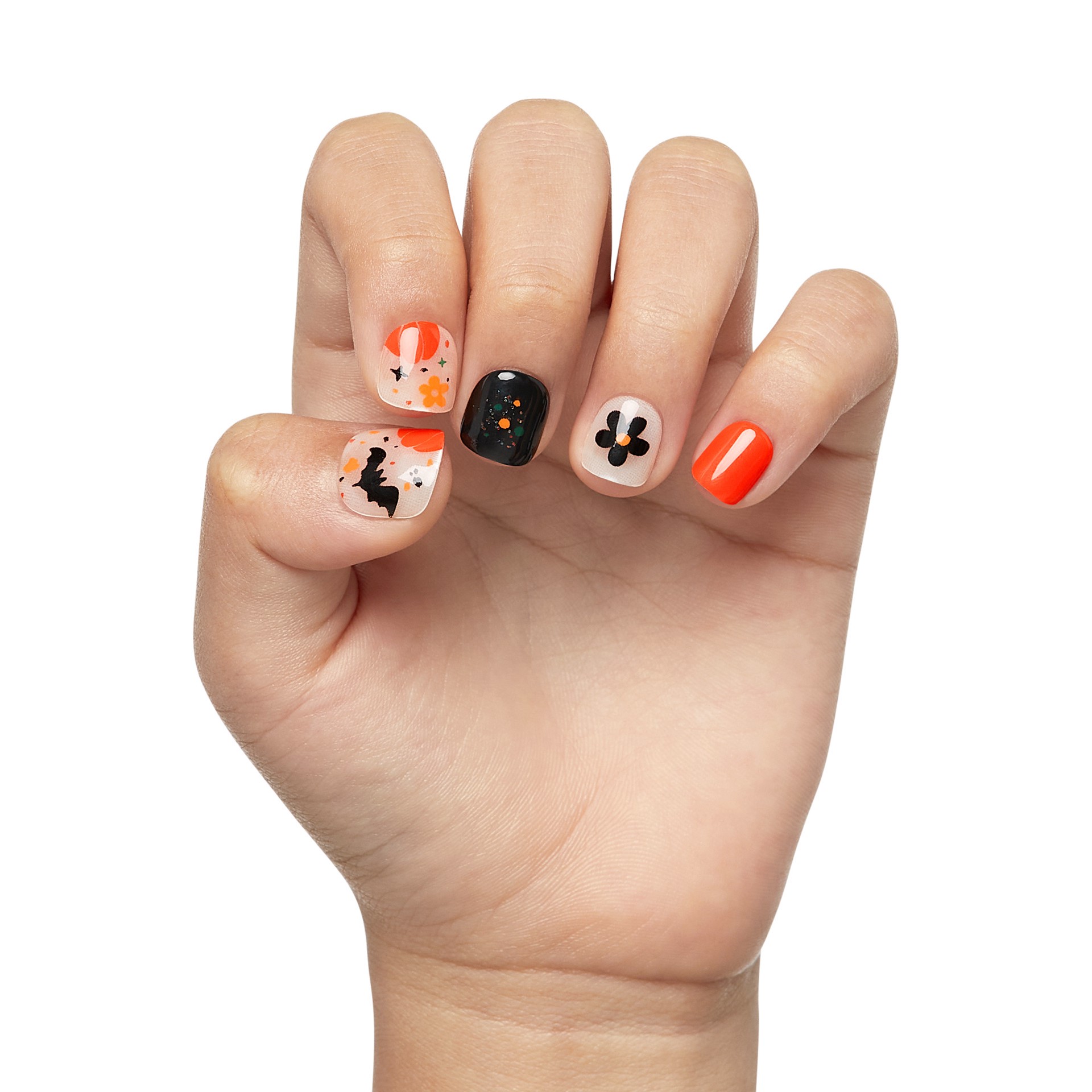 slide 5 of 5, imPRESS MINI Halloween Press-On Nails for Kids, No Glue Needed, Orange, Square, 21 Ct., 21 pc