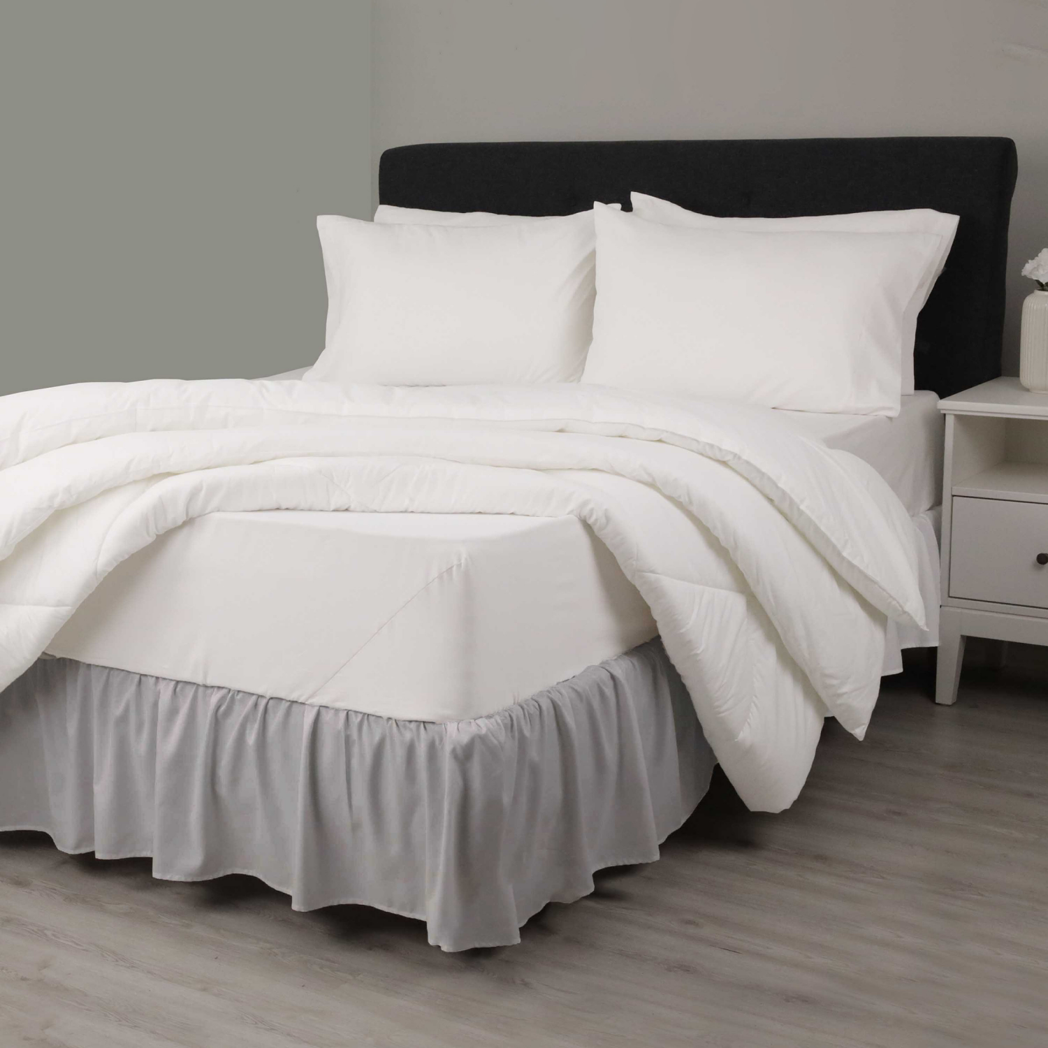 slide 2 of 8, MARTEX Basic Microfiber Bedskirt Grey Twin, Twin Size
