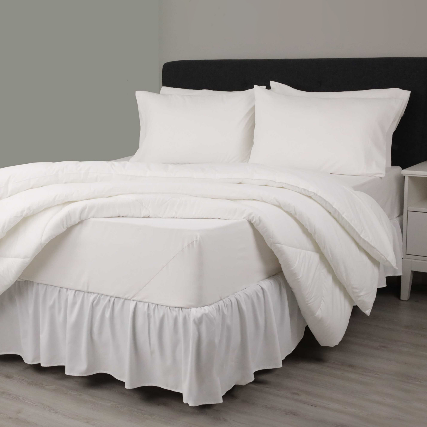 slide 2 of 8, MARTEX Basic Microfiber Bedskirt White Full, Full Size