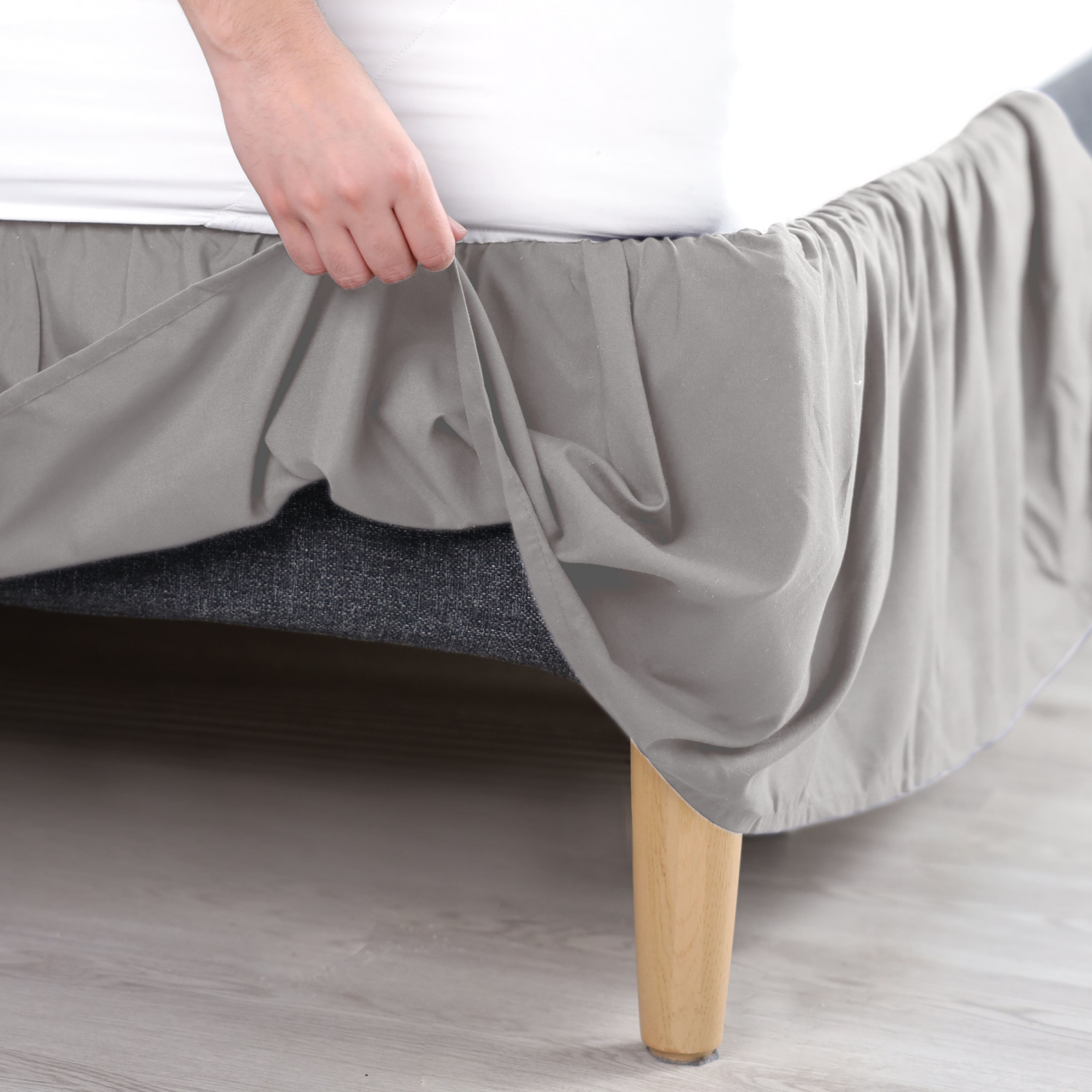 slide 6 of 8, MARTEX Basic Microfiber Bedskirt Grey King, King Size