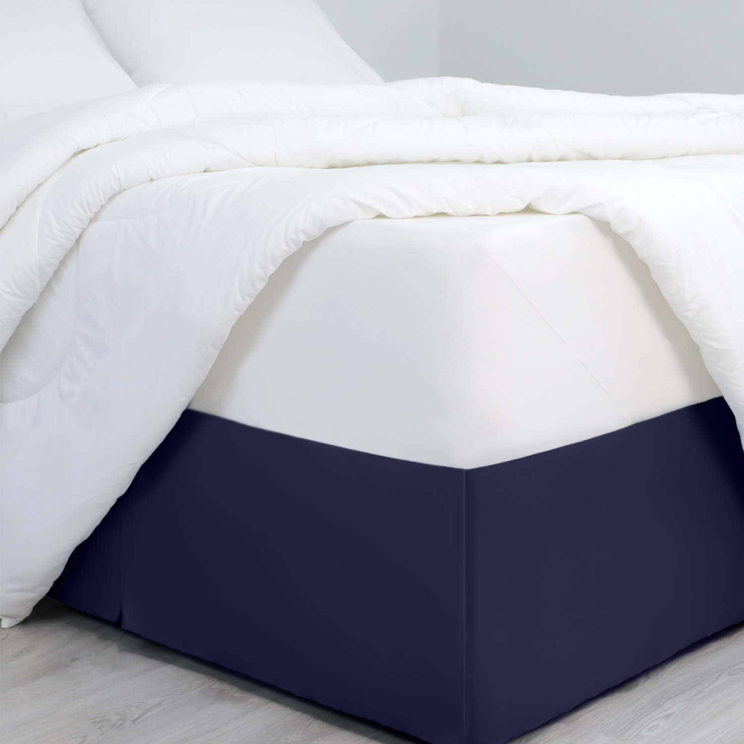 slide 2 of 7, Martex Luxury, Inverted Pleat Bedskirt, Queen, Navy, Queen Size