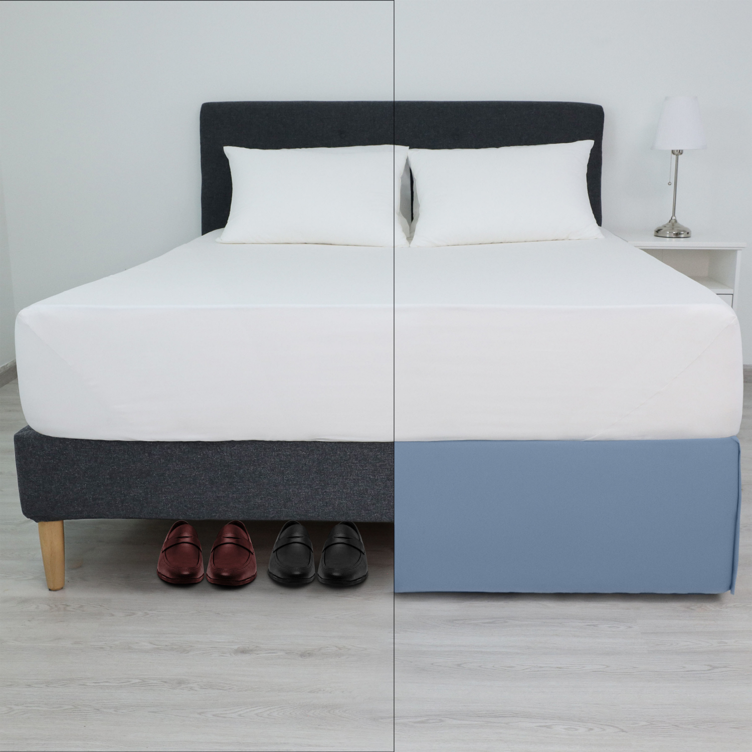 slide 5 of 8, Martex Luxury, Inverted Pleat Bedskirt, King, Blue, King Size