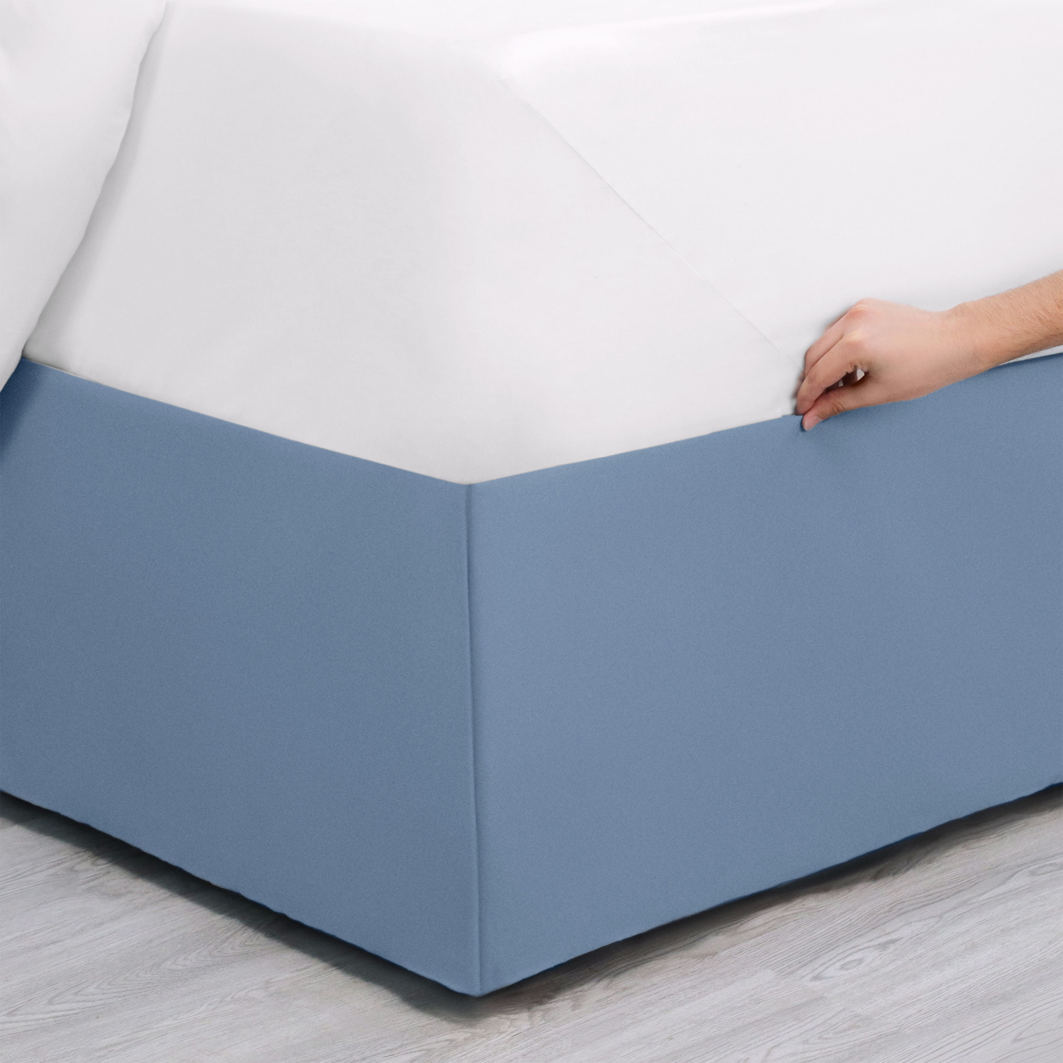 slide 6 of 8, Martex Luxury, Inverted Pleat Bedskirt, King, Blue, King Size