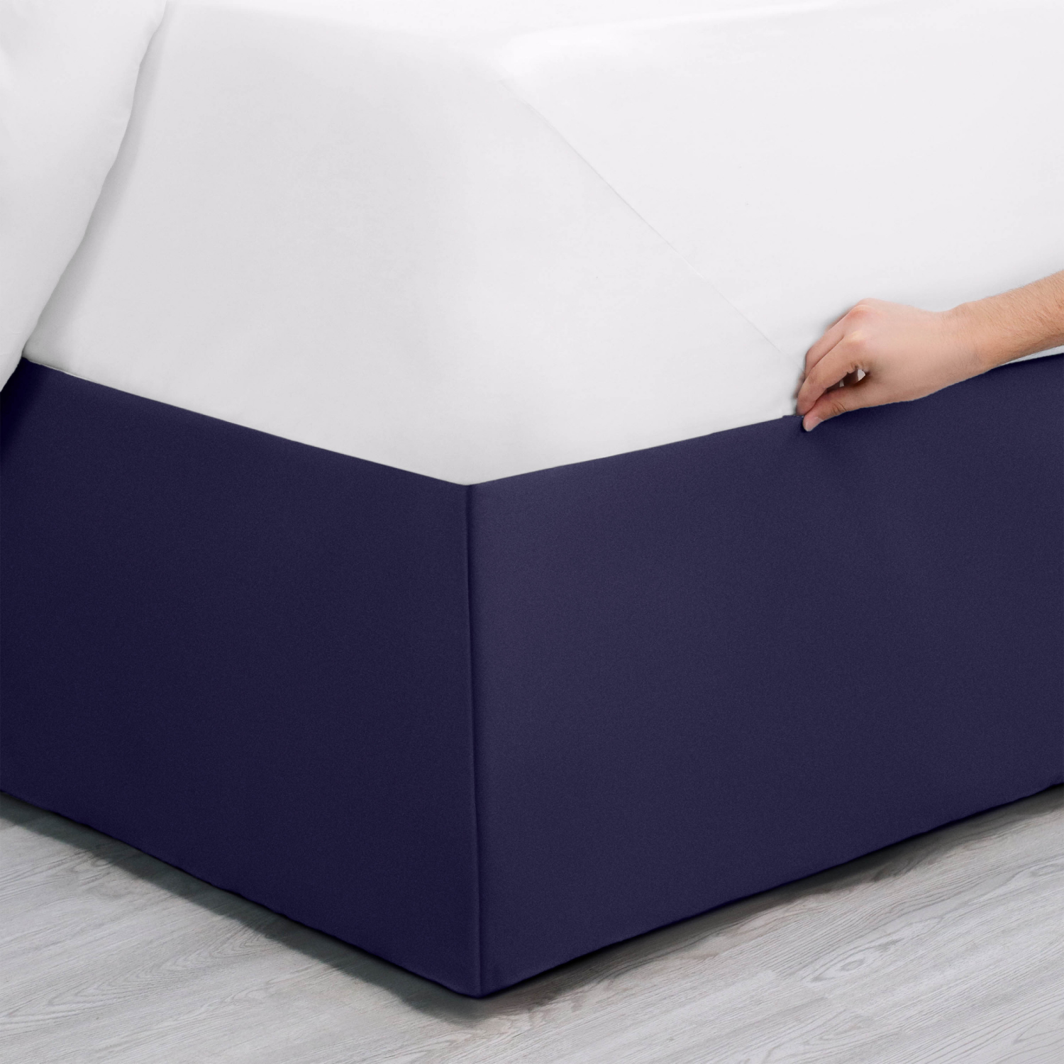 slide 6 of 8, Martex Luxury, Inverted Pleat Bedskirt, King, Navy, King Size