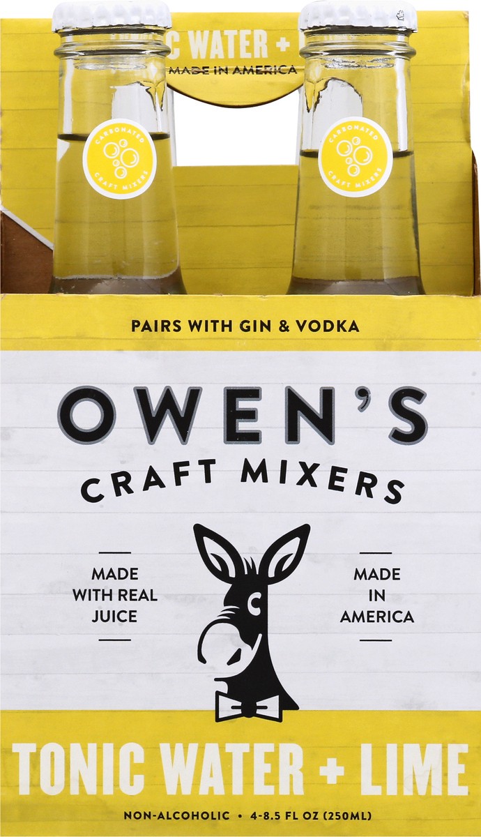 slide 9 of 9, Owens Craft Mixers Tonic Water + Lime - 4 ct, 4 ct btl
