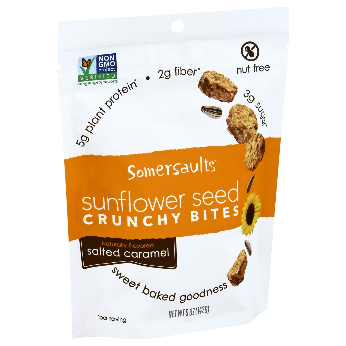 slide 2 of 9, Somersaults Salted Caramel Sunflower Seed Crunchy Bites 5 oz Stand Pack, 6 oz