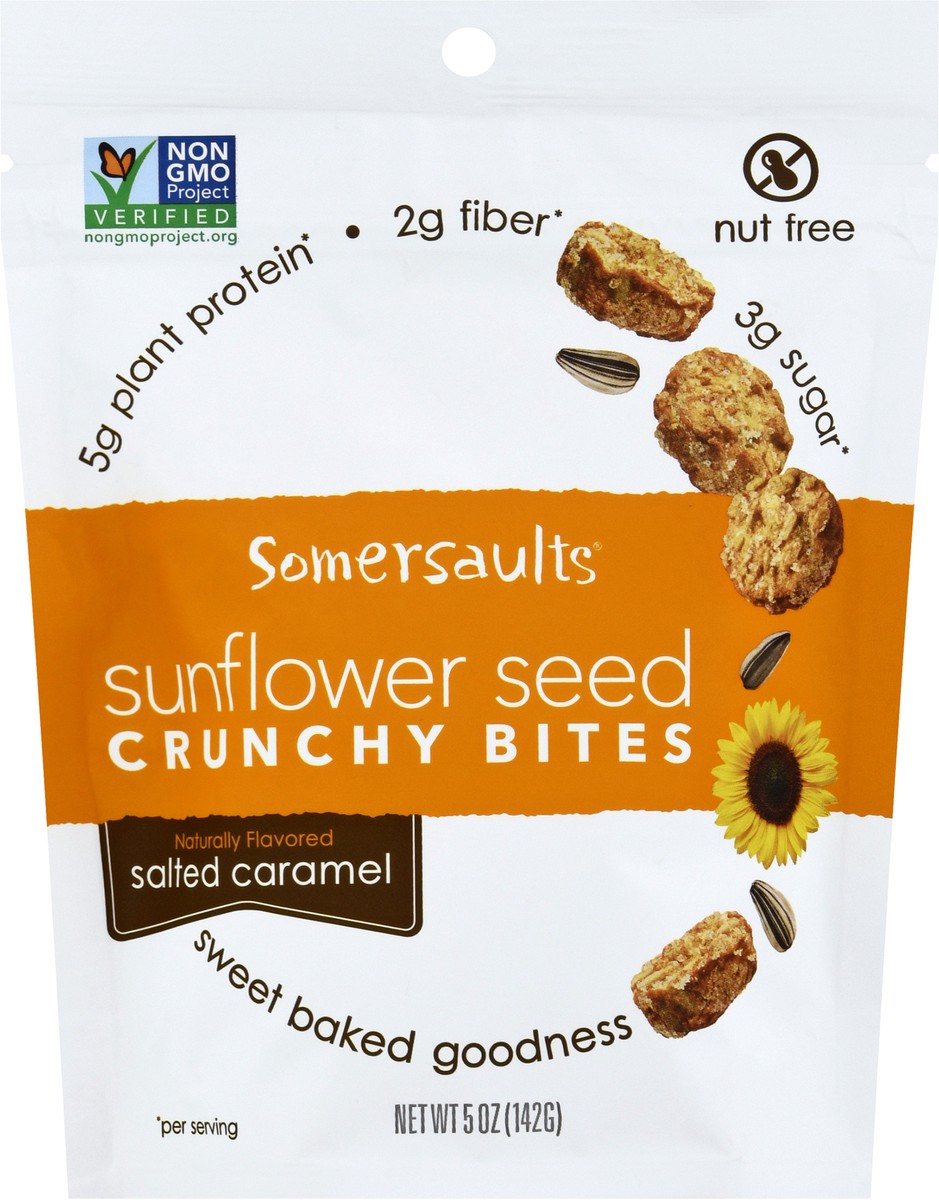 slide 6 of 9, Somersaults Salted Caramel Sunflower Seed Crunchy Bites 5 oz Stand Pack, 6 oz