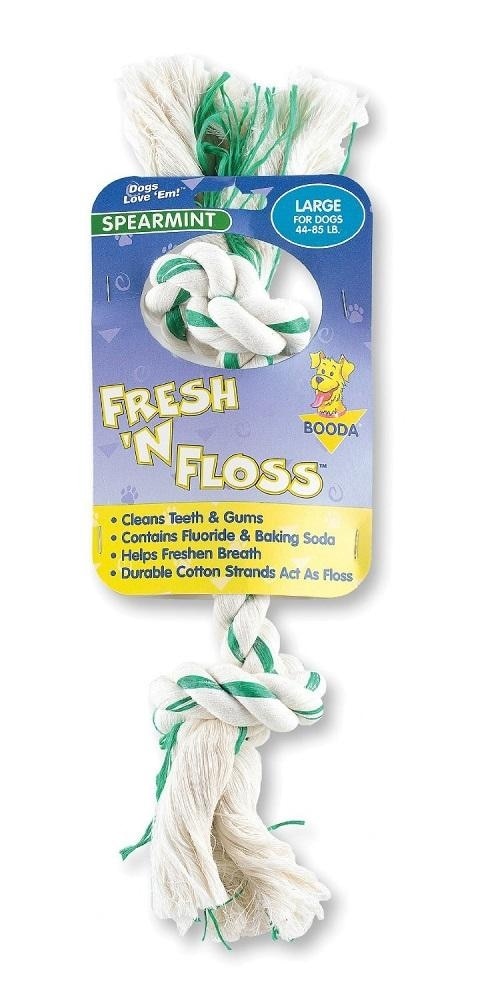 slide 1 of 1, Booda Bone Fresh N Floss Large Spearmint Rope Dog Toy, 1 ct