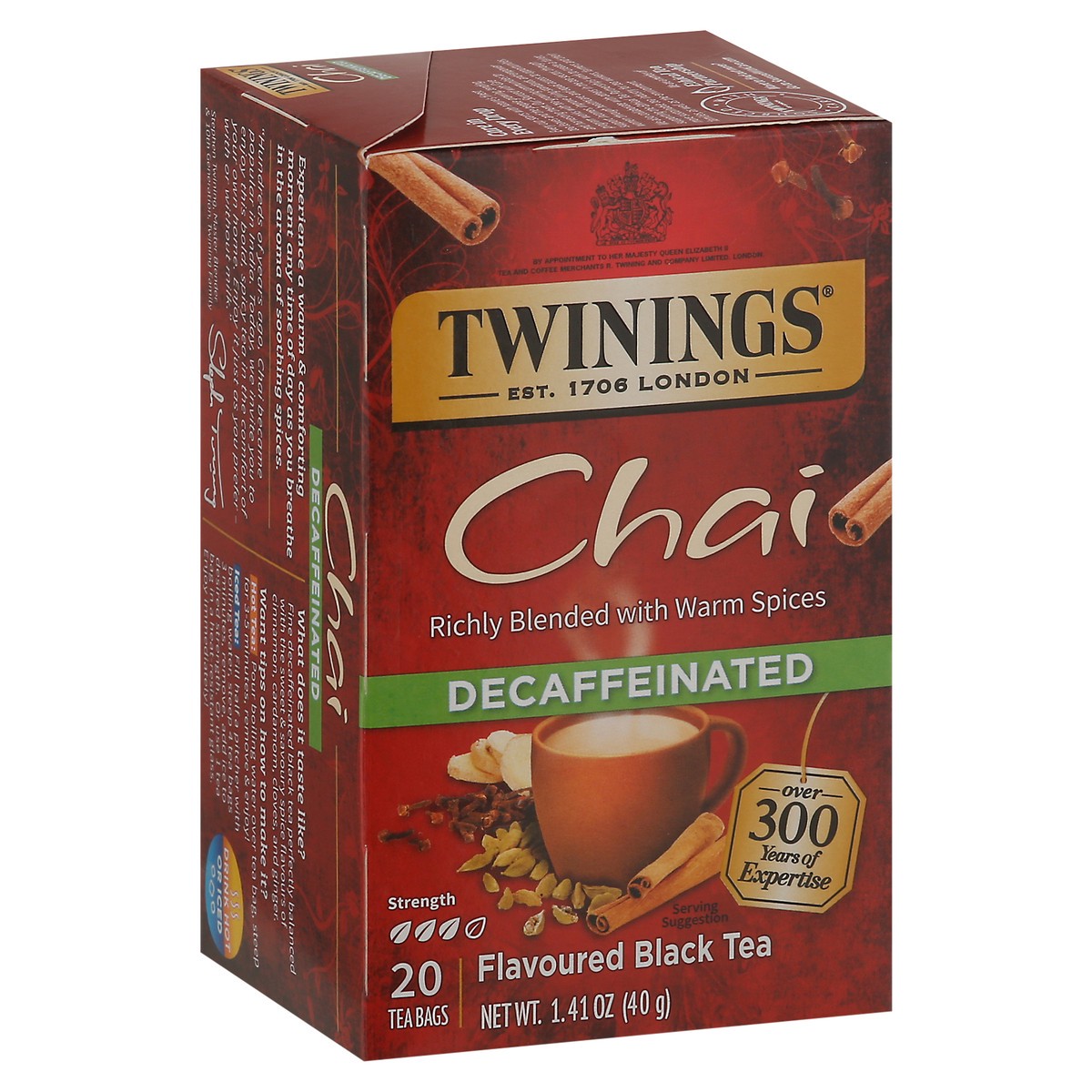 slide 2 of 9, Twinings Decaffeinated Chai Tea Bags, 20 ct; 1.41 oz