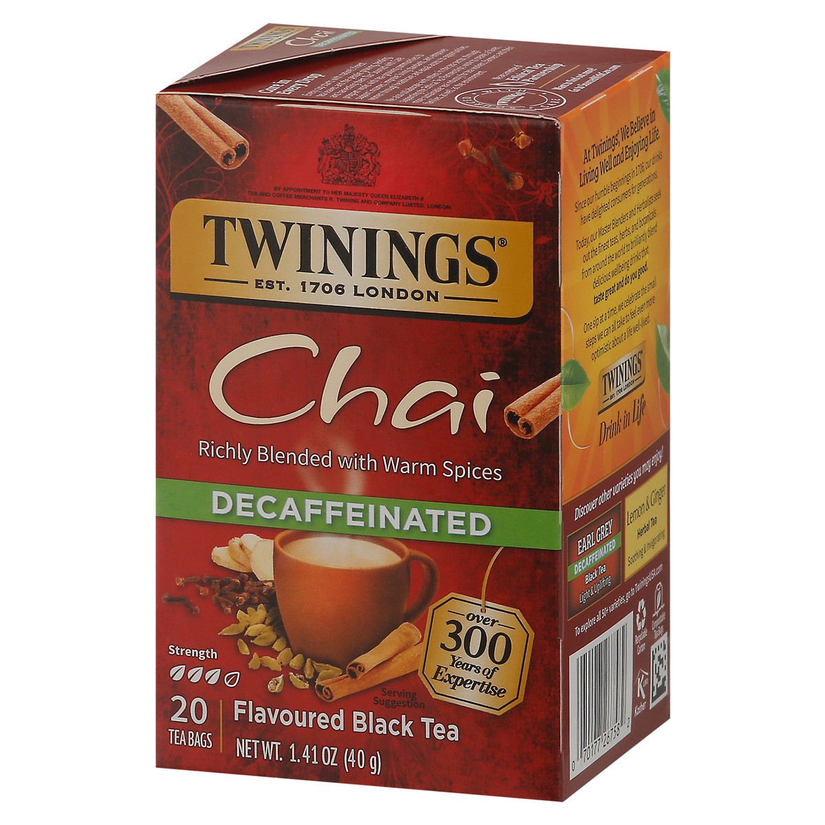 slide 3 of 9, Twinings Decaffeinated Chai Tea Bags, 20 ct; 1.41 oz