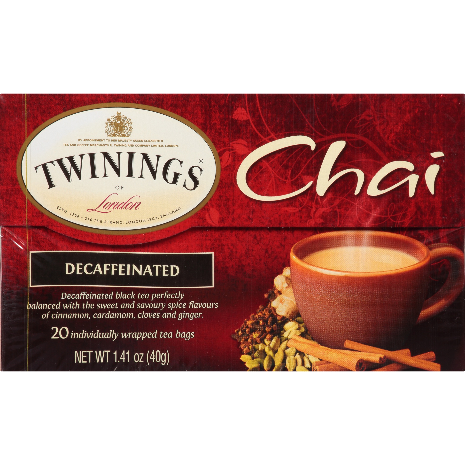 Twinings Decaffeinated Chai Tea Bags 20 ct; 1.41 oz Shipt
