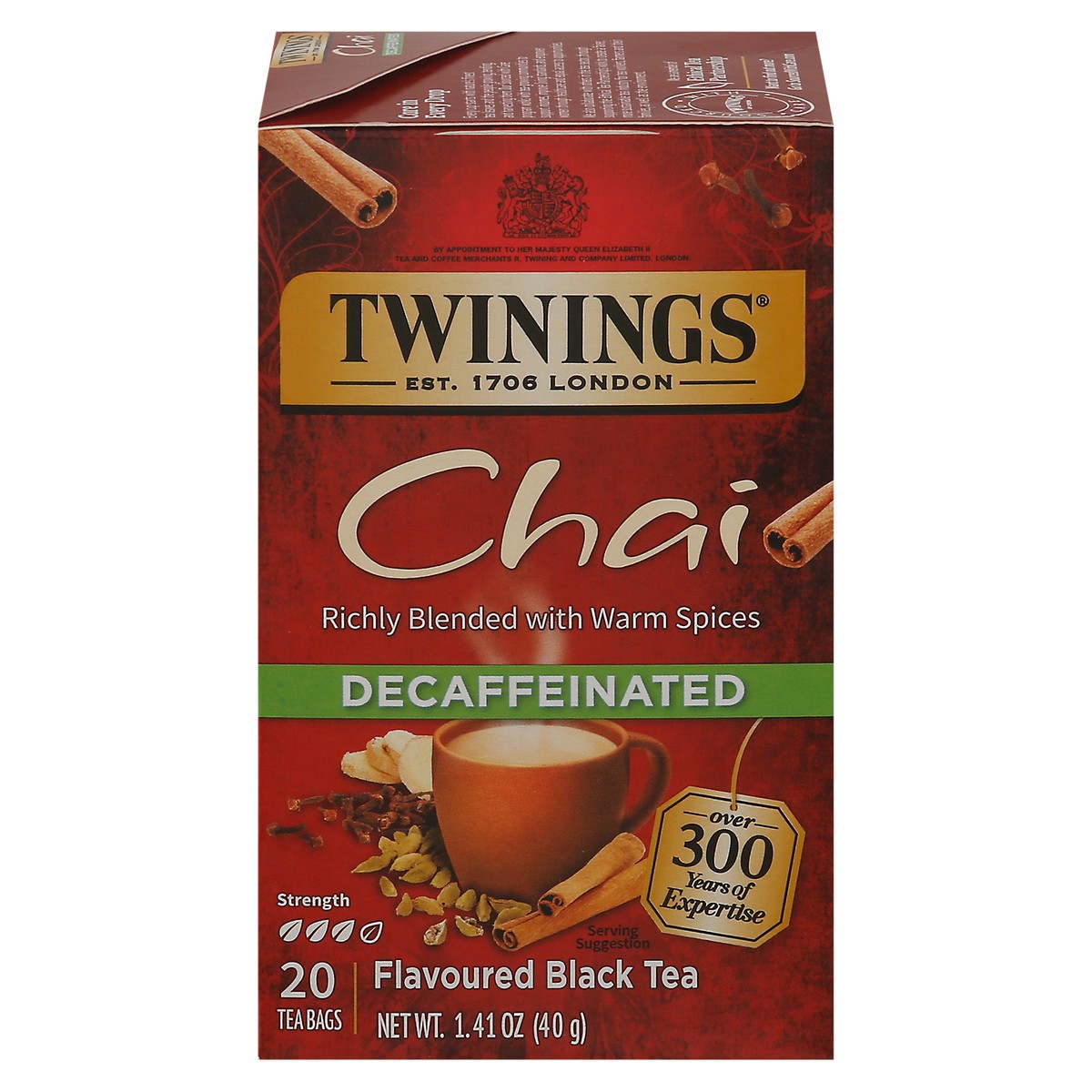 slide 1 of 9, Twinings Decaffeinated Chai Tea Bags, 20 ct; 1.41 oz