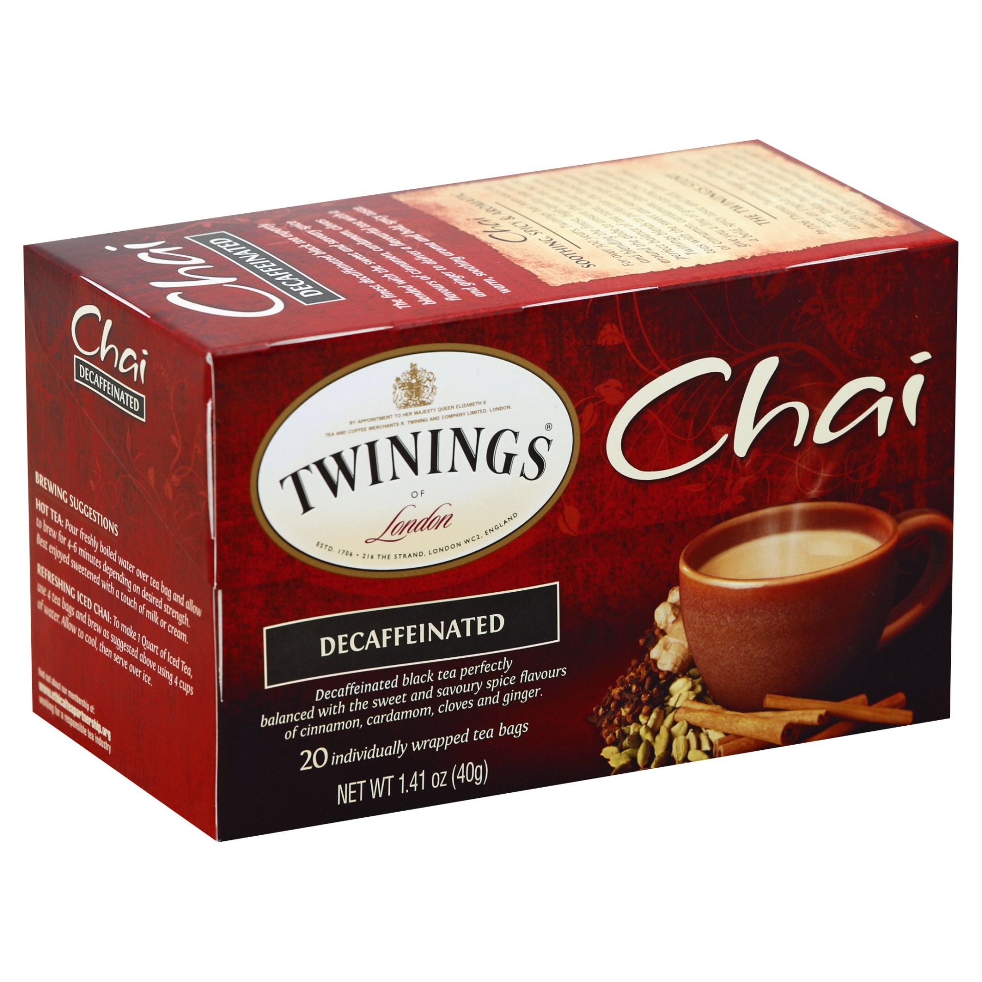 Twinings of London Decaffeinated English Breakfast Tea - 20 bags, 1.41 oz box