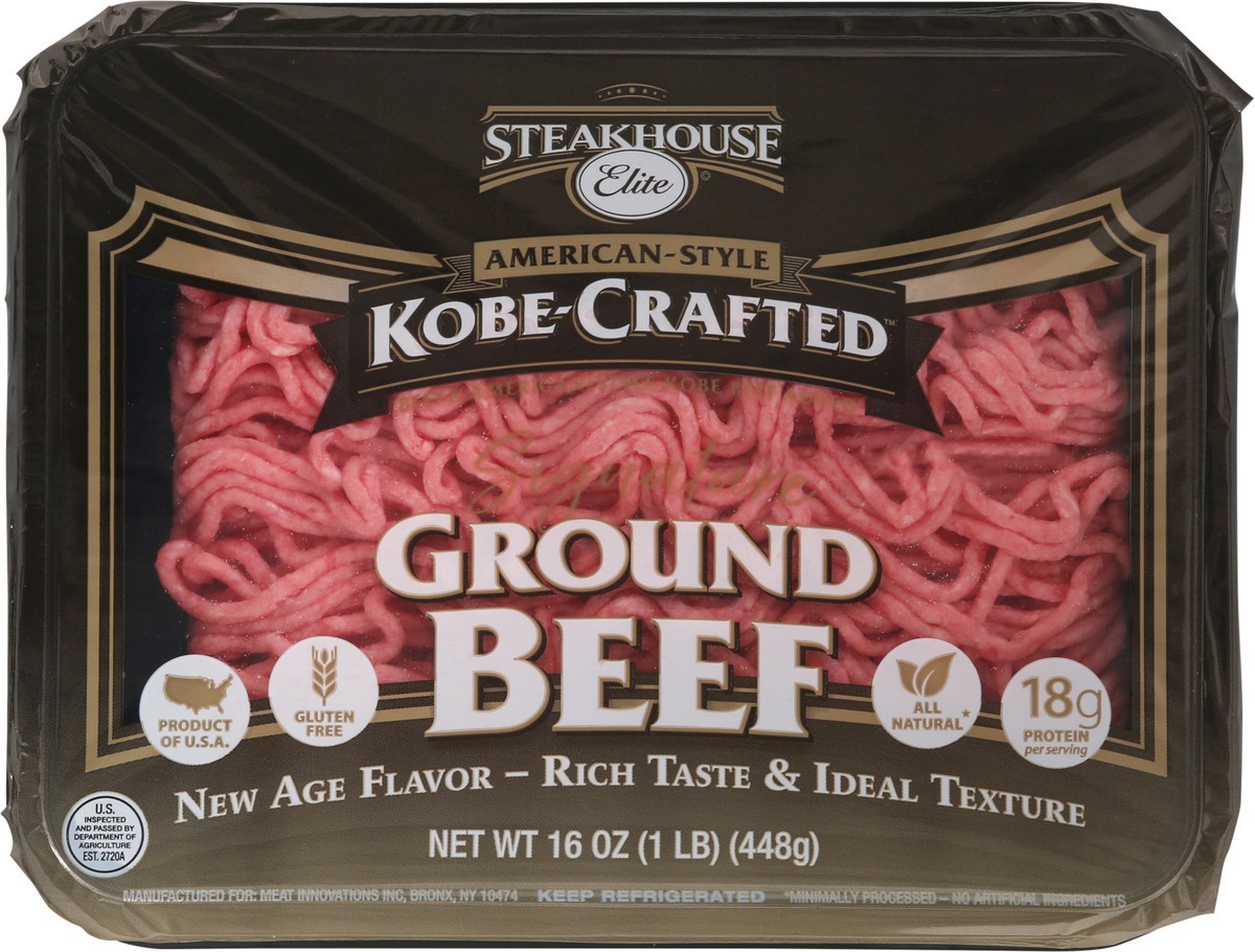 slide 10 of 13, Steakhouse Elite Kobe Crafted Signature Ground Beef 1lb Tray, 16 oz