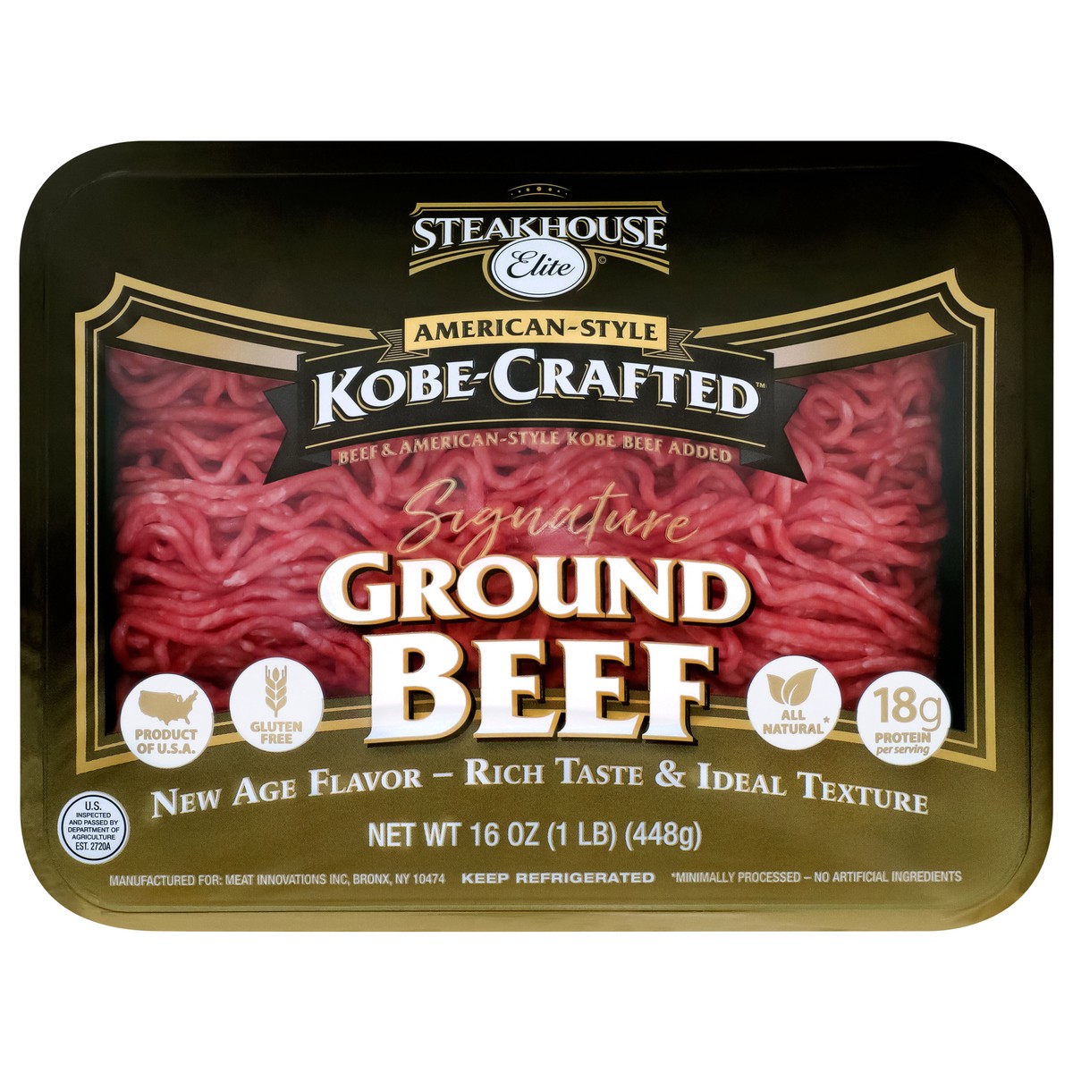 slide 1 of 13, Steakhouse Elite Kobe Crafted Signature Ground Beef 1lb Tray, 16 oz