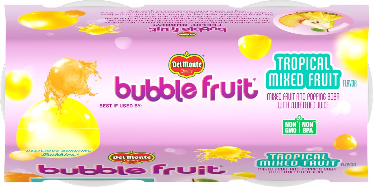 slide 7 of 7, Del Monte Tropical Mixed Fruit Flavor Bubble Fruit 4 Cups 3.5 oz Cup/Tub/Bowl 4 ea Sleeve, 4 ct