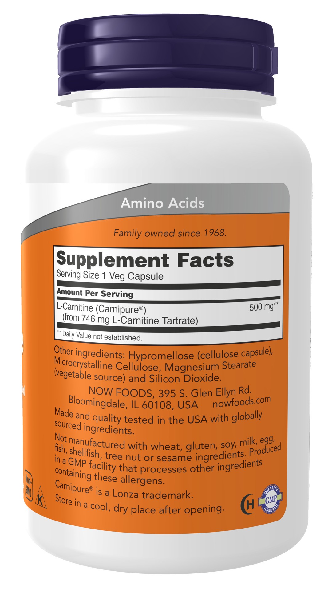 slide 3 of 4, Now Naturals NOW L-Carnitine 500 mg Capsules, 180 ct