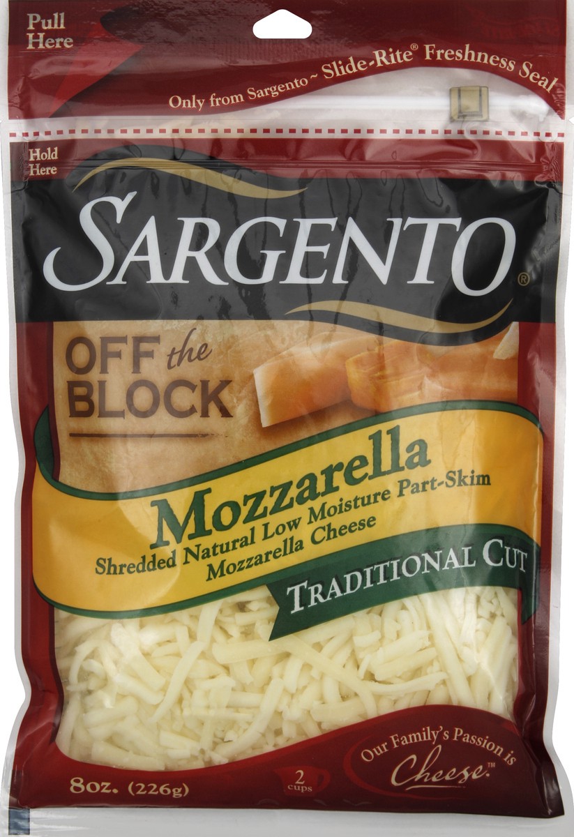 slide 1 of 3, Sargento Off The Block Mozzarella Traditional Cut Shredded Cheese, 8 oz