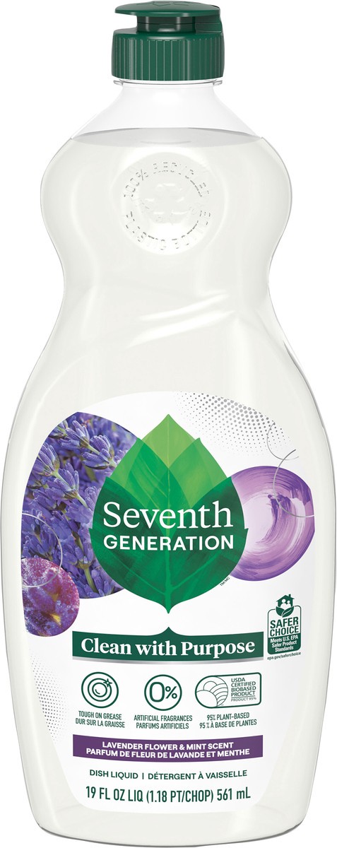 slide 3 of 3, Seventh Generation Dish Soap Liquid Lavender Flower & Mint Scent, 19 oz, 19 oz