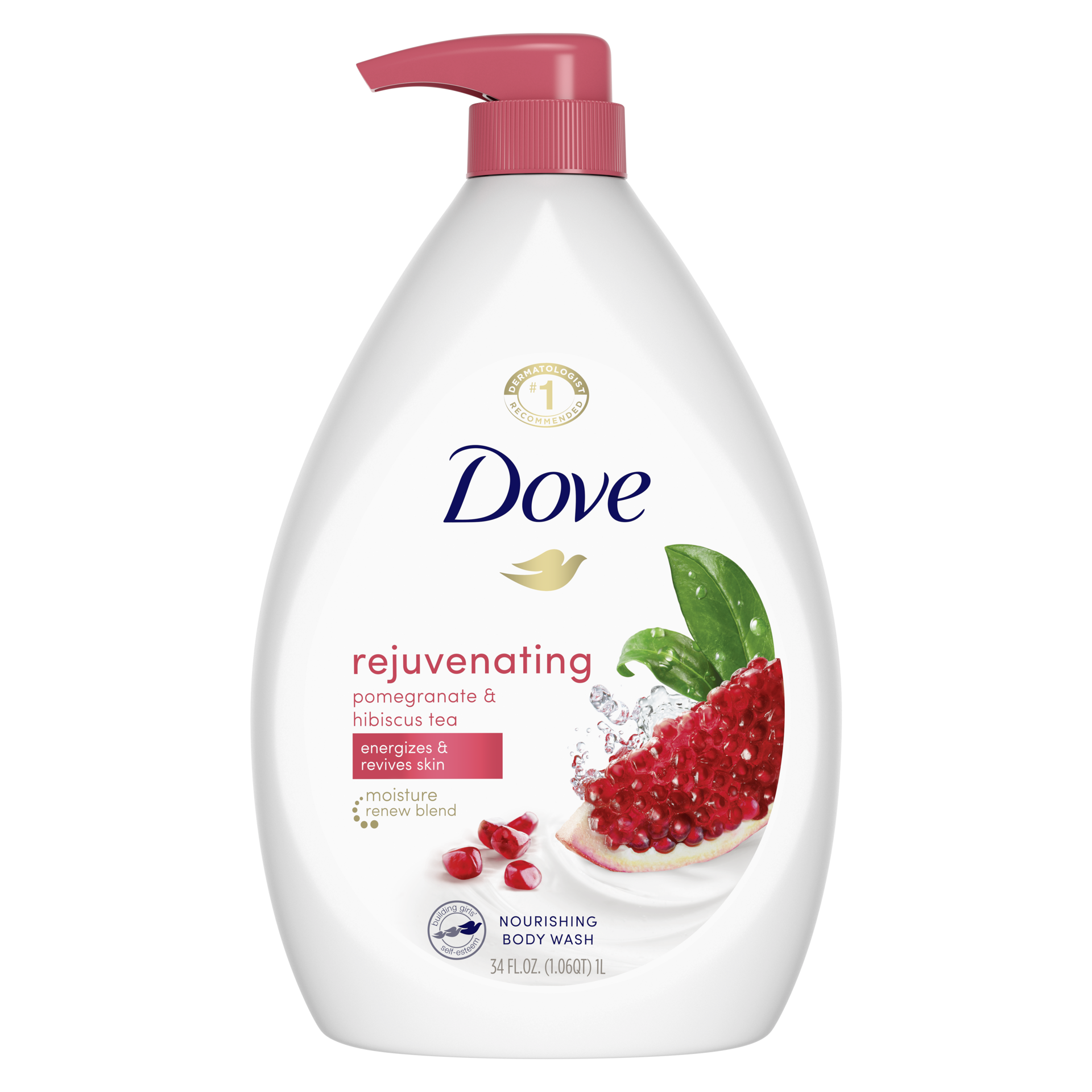 slide 4 of 4, Dove Body Wash with Pump Rejuvenating Pomegranate & Hibiscus, 30.6 oz, 30.6 oz