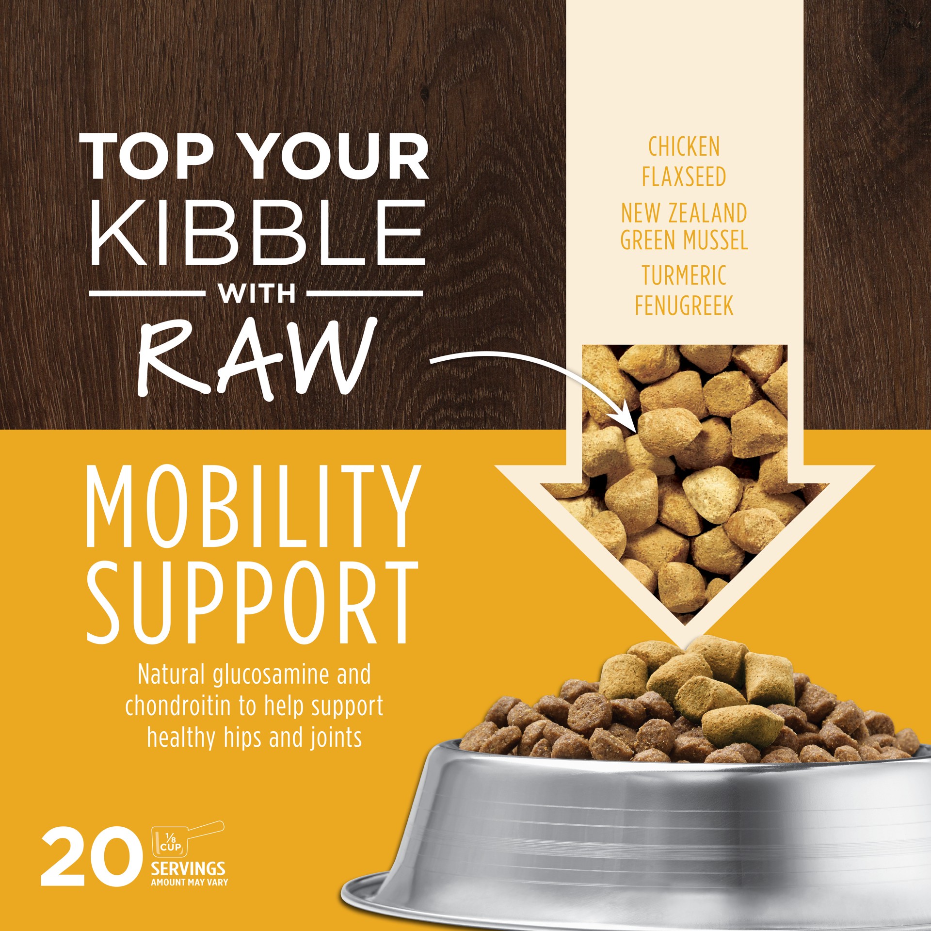 slide 2 of 6, Instinct Raw Boost Mixers Mobility Support Freeze-Dried Dog Food Topper, 0.75 oz. Bag, 0.75 oz